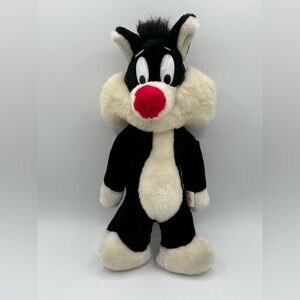 Vintage Sylvester the Cat Mighty  Black and White Plush with Red Nose